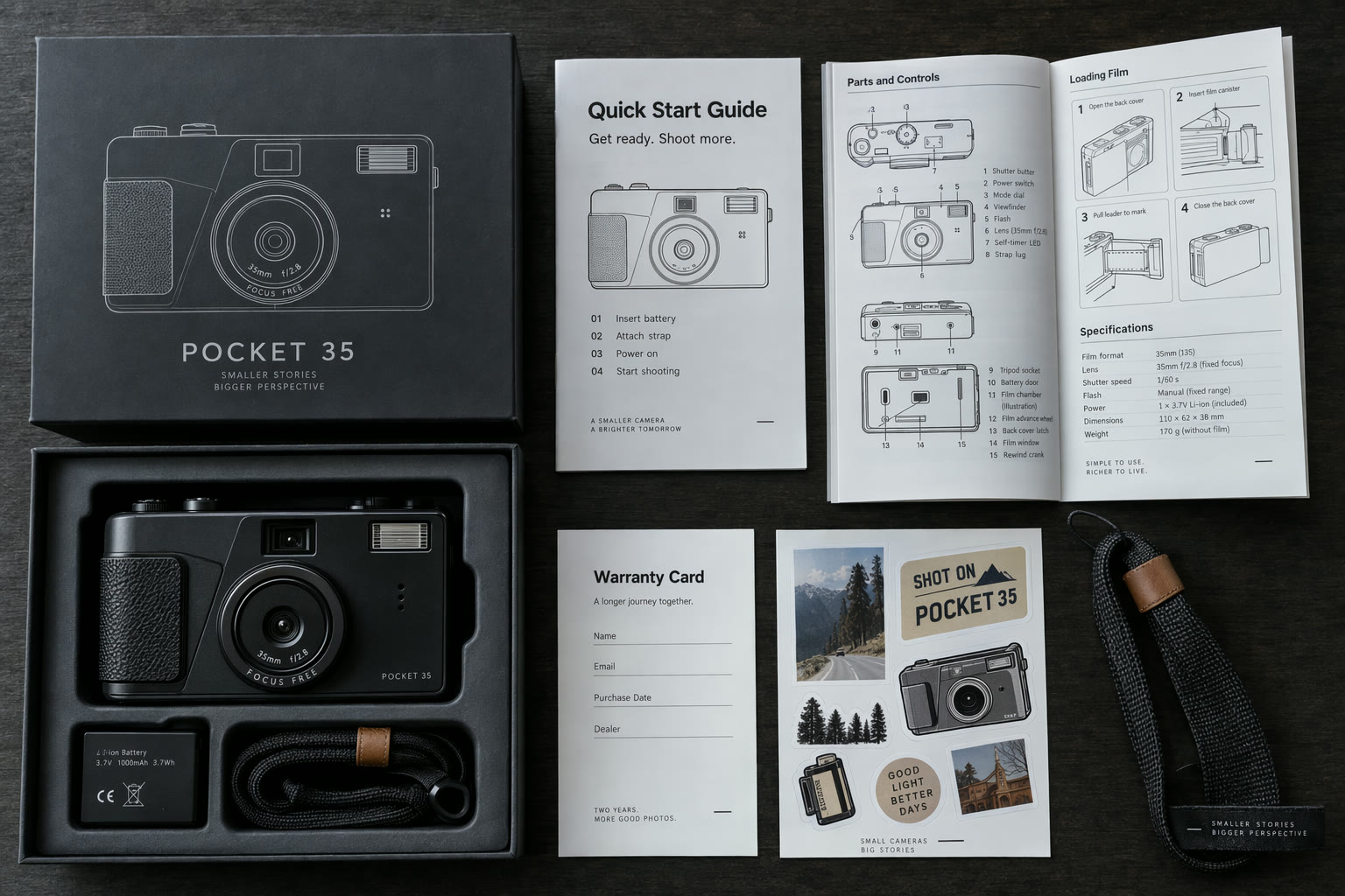 Kamera-Unboxing als Flat Lay