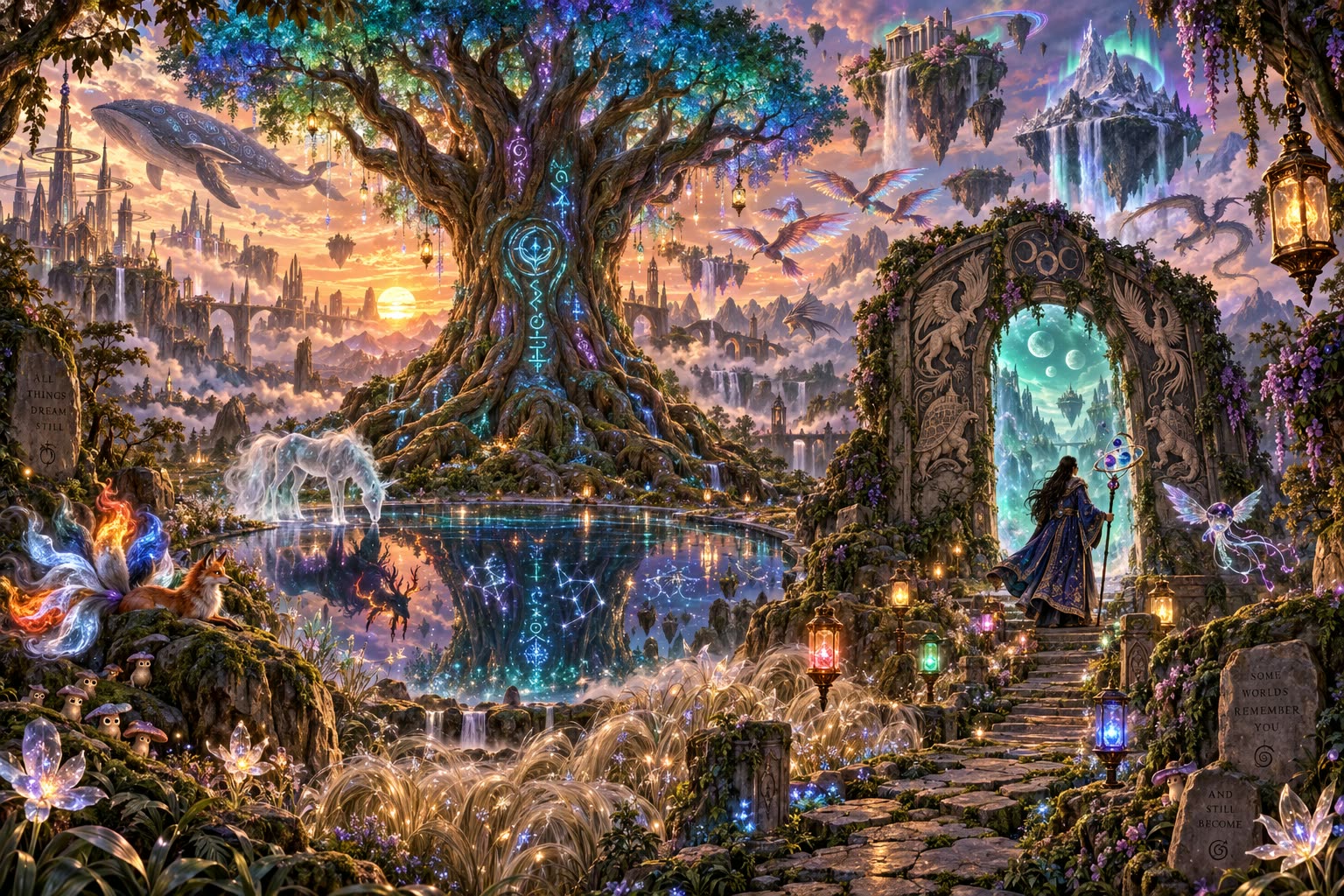 Paysage de rêve au crépuscule