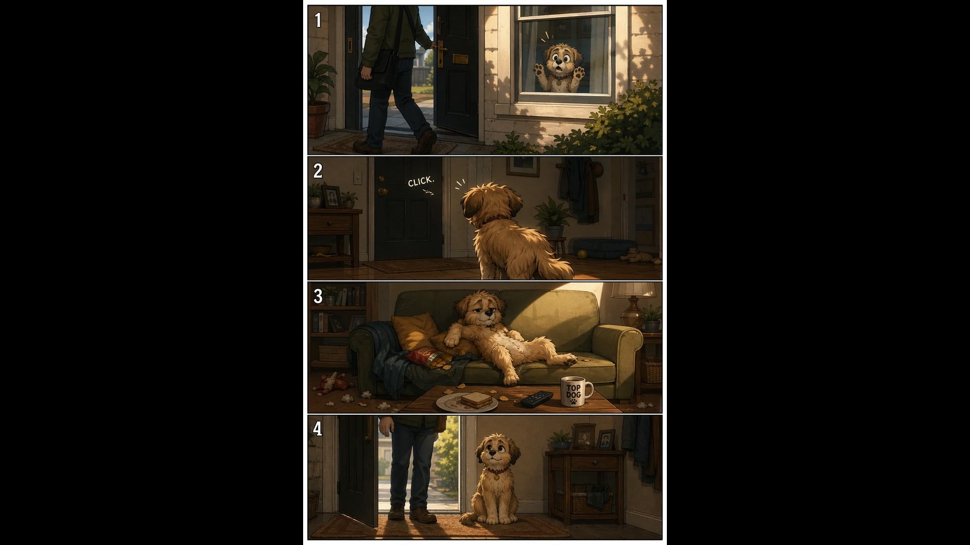 Haustier-Comic in vier Panels