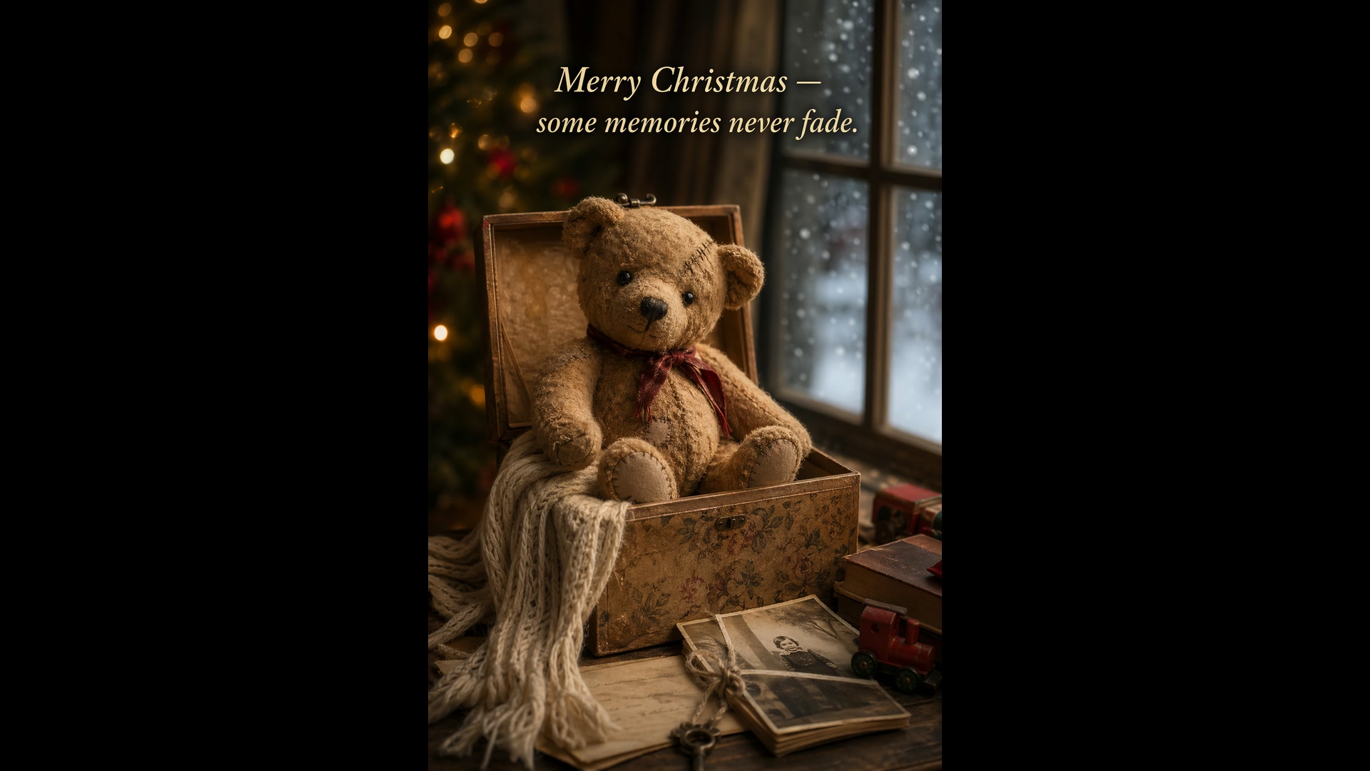 Weihnachtskarte mit Teddy